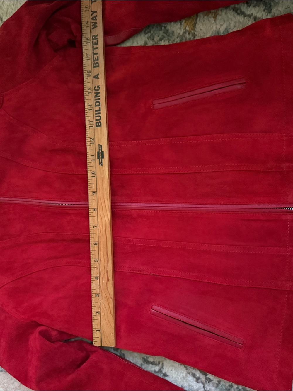 Red Suede Zip-Front Jacket - Picture 5 of 7